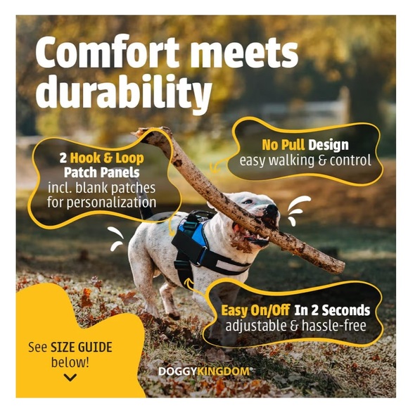 New No Pull Blue Star Dog Harness with Red Trim adjustable reflective medium - Picture 2 of 14